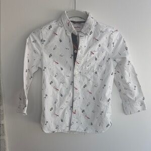 Mini Boden White Kids Shirt with Fun Patterns
